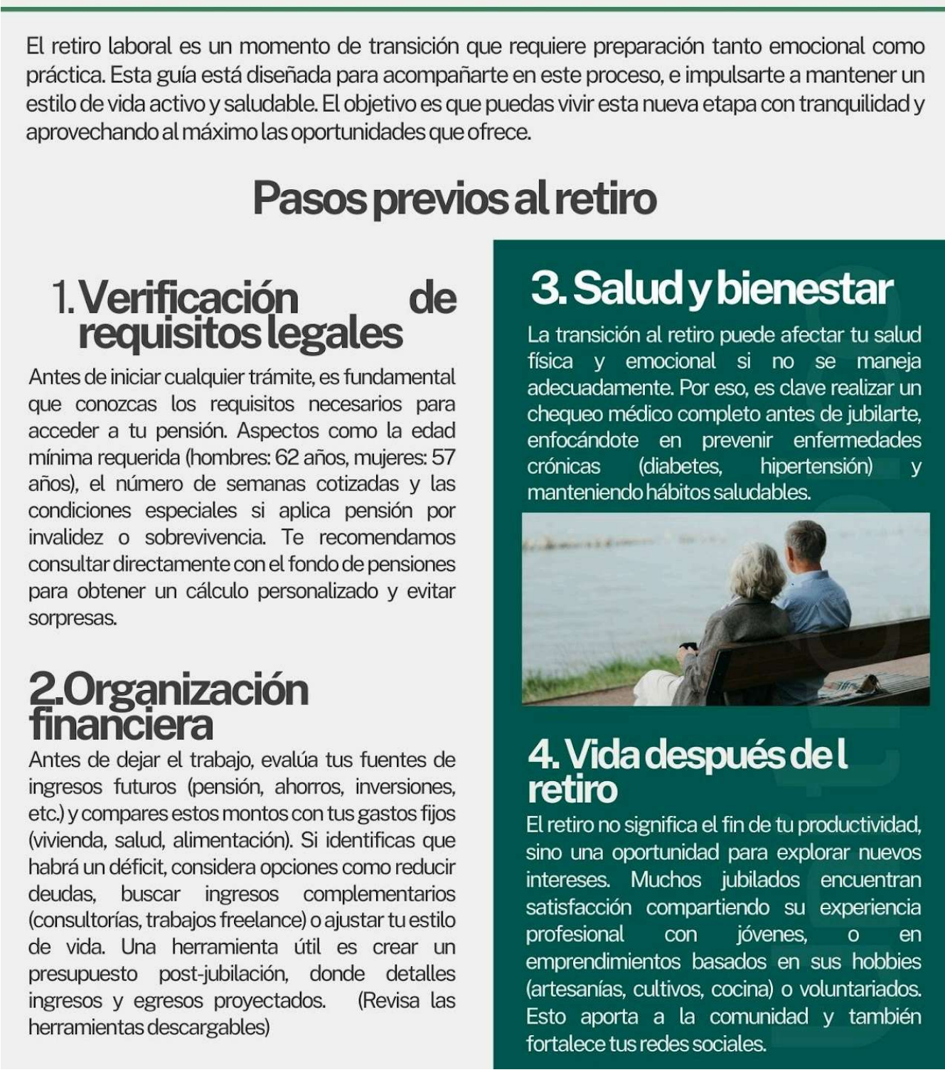 Pasos previos al retiro